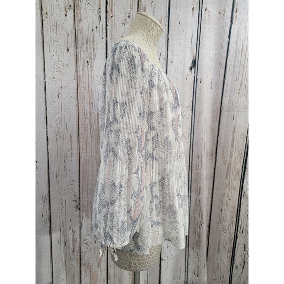 TRIBAL JEANS Women's L Silky Python Popover Flowy Peasant Blouse Shirt Top‎ - Picture 5 of 13